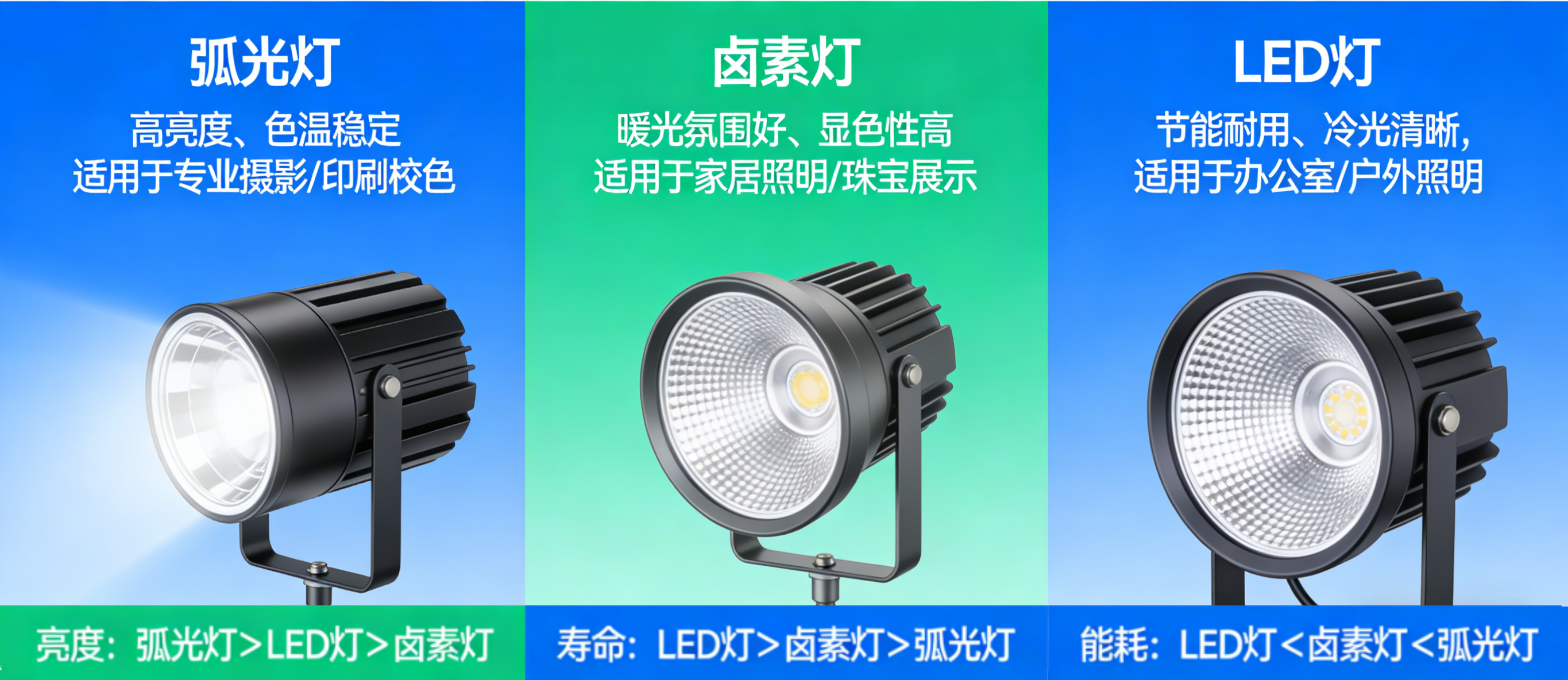 标准光源弧光灯、卤素灯和LED灯怎么选
